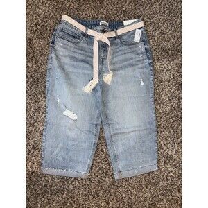 Maurices M Jeans Light Wash Size 16 NWT Removable Belt Cropped Straight Stretch
